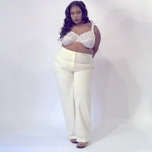 Cream wide leg pants